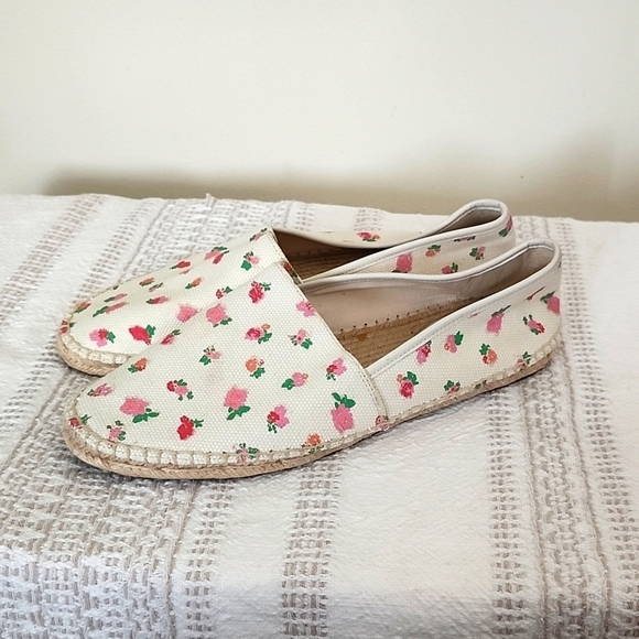 Coach canvas floral flat espadrille slip on shoes, women's size 9.5. - Picture 1 of 10